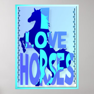 Poster J'aime des chevaux