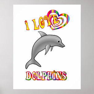 Poster J'aime des dauphins
