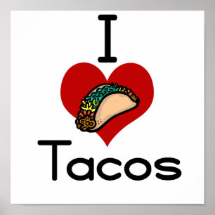 Poster J'aime des tacos (de coeur)