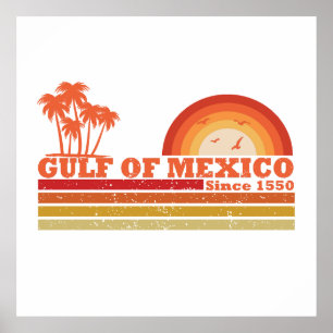 Poster J'aime Golfe du Mexique est 1550 vintage