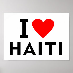 Poster J'aime Haïti pays comme Voyage cardiaque système d