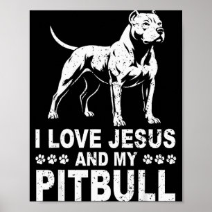 Poster J'aime Jésus et mon Pitbull