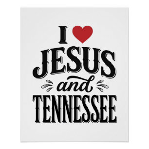 Poster J'aime Jésus et Tennessee Vintage Design Chrétien