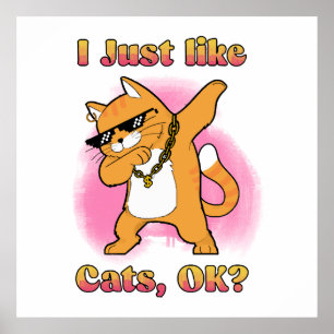 Poster J'aime juste les chats, OK Chat qui fait le dab