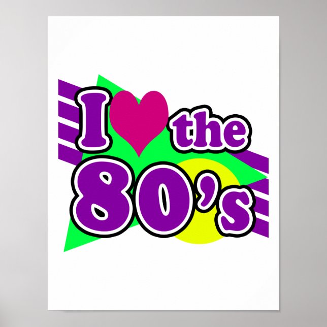 Poster J'aime la fête géométrique des années 80 Neon Eigh (Devant)