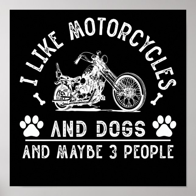 POSTER J'AIME LA MOTO ET LE CHIEN ET PEUT-ÊTRE 3 PERSONNE (Devant)