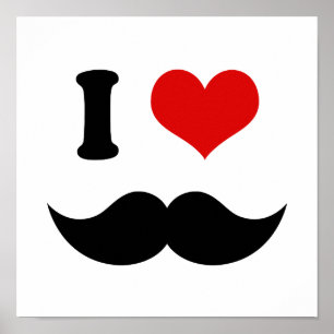 Poster J'aime la moustache noire