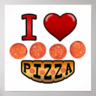 Poster J'aime la pizza de pepperoni