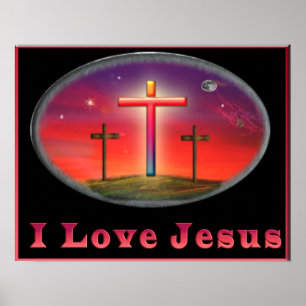 Poster J'aime l'affiche de chrétien de Jésus