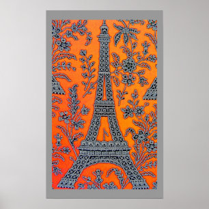 Poster J'aime l'affiche grise de frontière de Paris