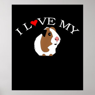 Poster J'aime le cochon de Guinée   Les amoureux des coch
