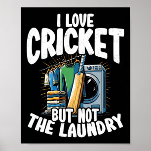 Poster J'aime le cricket mais pas le design de lessive po