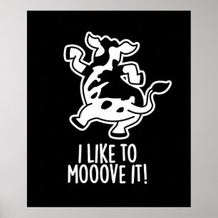 Poster J'Aime Le Déplacer Funny Cow Pun Dark BG