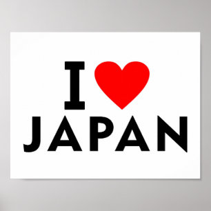 Poster J'aime le Japon pays comme voyage cardiaque systèm