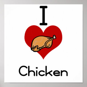 Poster J'aime le poulet au coeur