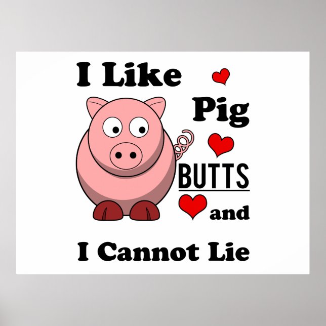 Poster J'Aime Les Beurres De Cochon Drôle Porc Butt Rôti (Devant)