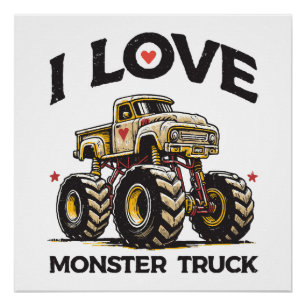 Poster J'aime les camions monstres