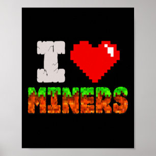 Poster J'aime les mineurs drôle coeur vidéo gamer mème pi