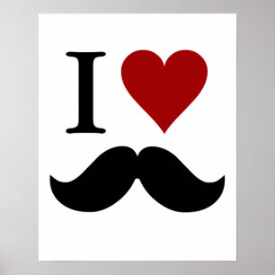 Poster J'aime les moustaches, l'impression ou l'affiche