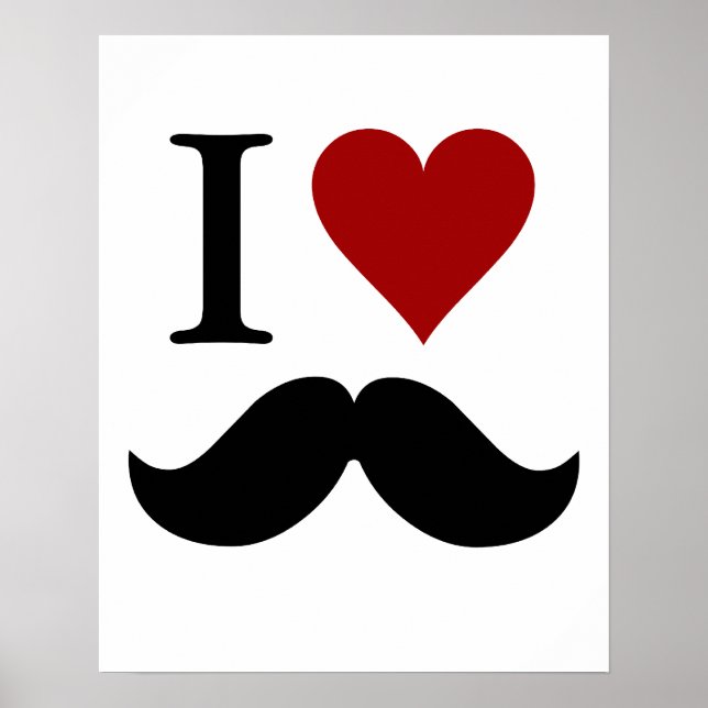 Poster J'aime les moustaches, l'impression ou l'affiche (Devant)