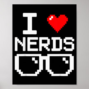 Poster J'aime les Nerds Je Cœur Nerds Pour Livre de Scien