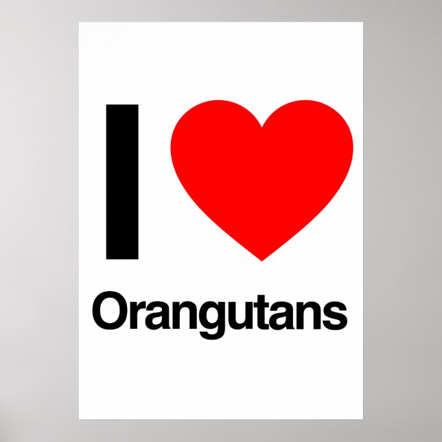 Poster j'aime les orangs-outans (Devant)