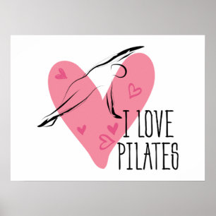 Poster J'AIME LES PILATES et les pots de Pilates
