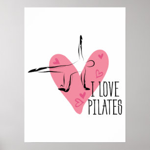 Poster J'AIME LES PILATES et les pots de Pilates