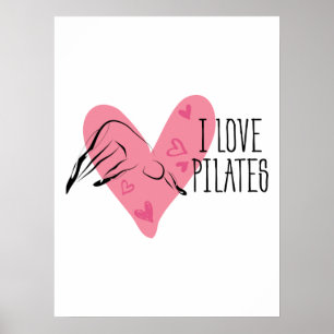 Poster J'AIME LES PILATES et les pots de Pilates