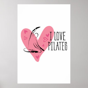 Poster J'AIME LES PILATES et les pots de Pilates