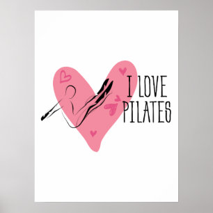 Poster J'AIME LES PILATES et les pots de Pilates