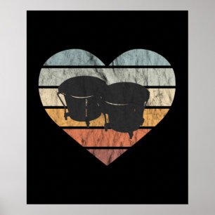 Poster J'Aime Les Tambours Cubains De Bongo