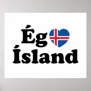 Poster J'aime l'Islande [Ég Elska Ísland] islandais