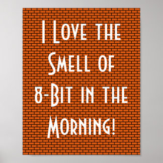 Poster J'aime l'odeur de 8 bits le matin, Orange
