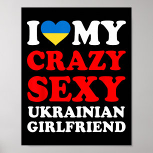 Poster J'aime ma copine ukrainienne folle Y drôle