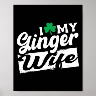 Poster J'aime ma femme rousse trèfle Saint-Patrick