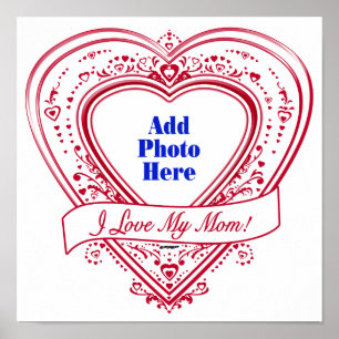 Poster J'Aime Ma Maman ! Photo Red Hearts