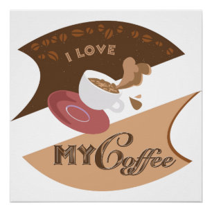 Poster J'aime mon café Retro Java