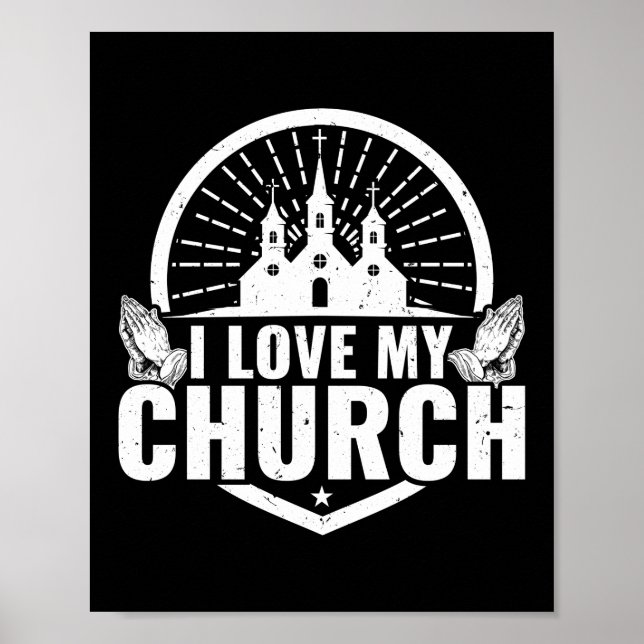 Poster J'aime Mon Église Jésus Dieu Foi (Devant)