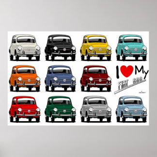 Poster J'aime mon Fiat 600