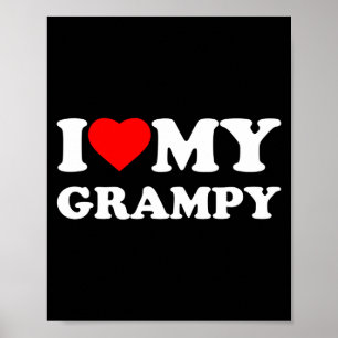 Poster J'aime mon Grampy Je cœur Famille Grand-père Manch