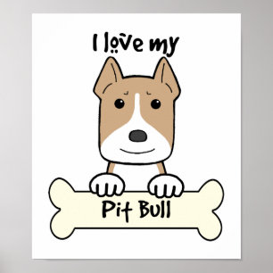 Poster J'aime mon Pitbull