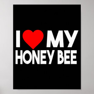 Poster J'aime mon T-shirt abeille à miel, couple d'animau