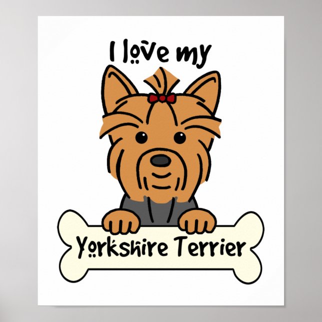 Poster J'Aime Mon Yorkshire Terrier (Devant)