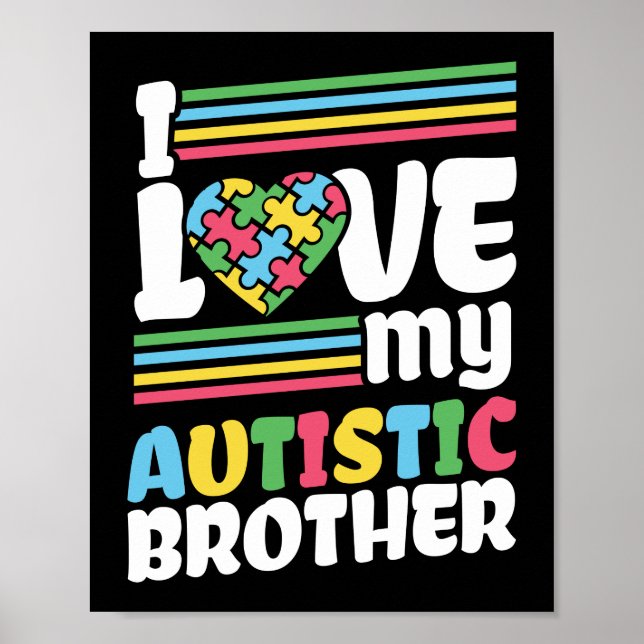 Poster J'aime My Autistic Frère Sensibilisation sur l'aut (Devant)