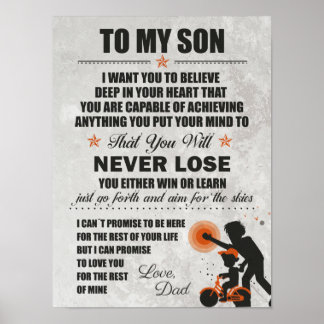 Poster J'Aime Papa, À Mon Fils, Papa Fils Vélo Ne Perds J