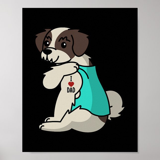 Poster J'Aime Papa Tattoo Shih Tzu Père Chien (Devant)