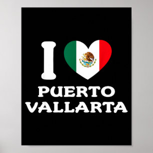 Poster J'aime Puerto Vallarta Cœur Drapeau du Mexique _1