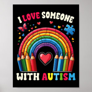 Poster J'Aime Quelqu'Un Avec Des Crayons De Sensibilisati