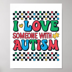 Poster J'Aime Quelqu'Un Avec Sensibilisation sur l'autism